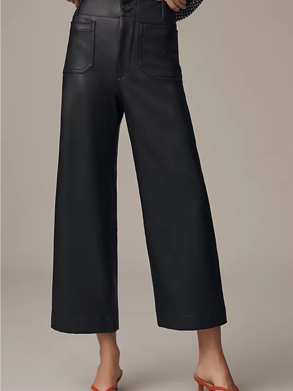 Anthropologie Colette High-Rise Wide-Leg Faux Leather Pants - Black